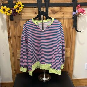 striped sweatshirt XXL poly rayon blend distressing